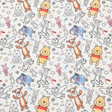 HUG Me,  Winnie the Pooh and Friends Floral ! 1 Yard Medium Thickness Cotton Fabric, Fabric by Yard, Yardage Cotton Fabrics for Style Clothes, Bags