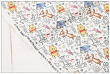 HUG Me,  Winnie the Pooh and Friends Floral ! 1 Yard Medium Thickness Cotton Fabric, Fabric by Yard, Yardage Cotton Fabrics for Style Clothes, Bags