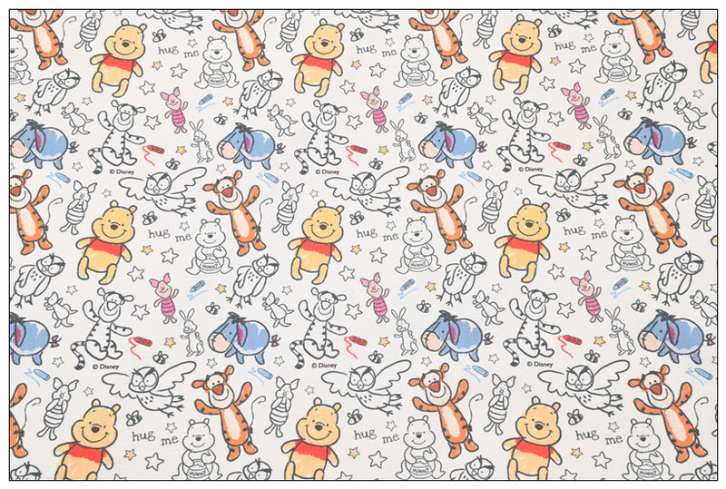 HUG Me,  Winnie the Pooh and Friends Floral ! 1 Yard Medium Thickness Cotton Fabric, Fabric by Yard, Yardage Cotton Fabrics for Style Clothes, Bags