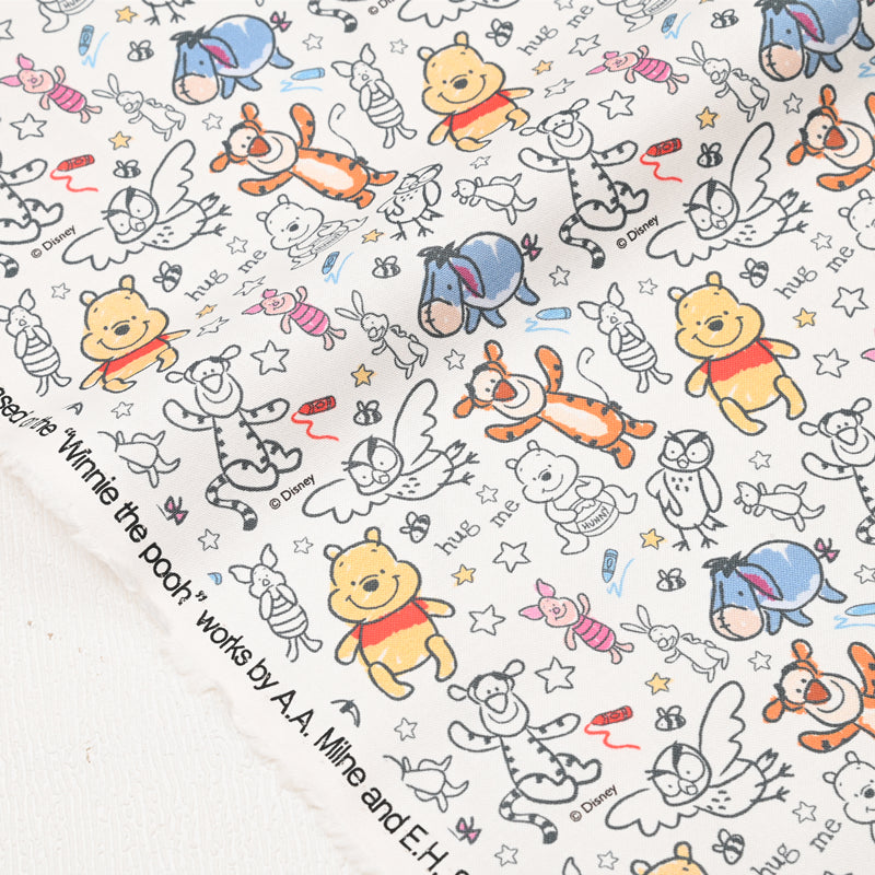 HUG Me,  Winnie the Pooh and Friends Floral ! 1 Yard Medium Thickness Cotton Fabric, Fabric by Yard, Yardage Cotton Fabrics for Style Clothes, Bags