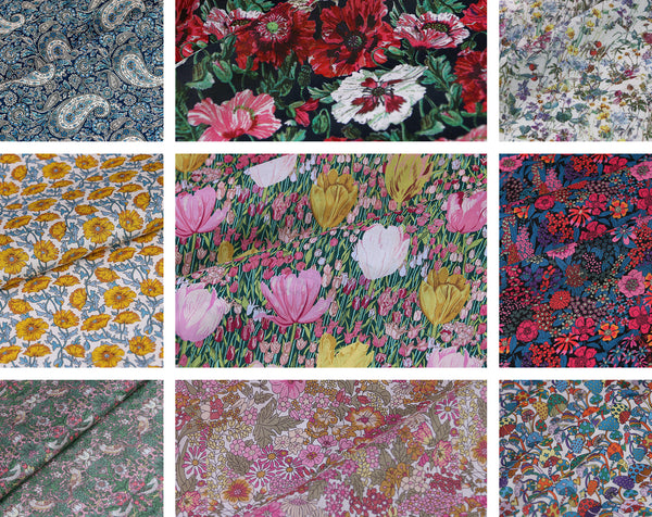 Series 2 Liberty Style Tana Lawn Floral Dress Fabrics! 1 Meter Light Weight Cotton Fabric, Fabric by Yard, Yardage Cotton Fabrics for  Style Garments, Bags