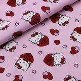 Kiss Me Hello Kitty Red Heart 3 Prints! 1 Yard Medium Thickness Plain Cotton Fabric, Fabric by Yard, Yardage