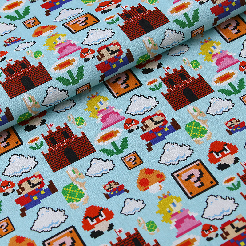 Retro Super Mario Game Pixels! 1 Meter Medium Plain Blends Fabric, Fabric by Yard, Yardage Cotton Fabrics for  Style