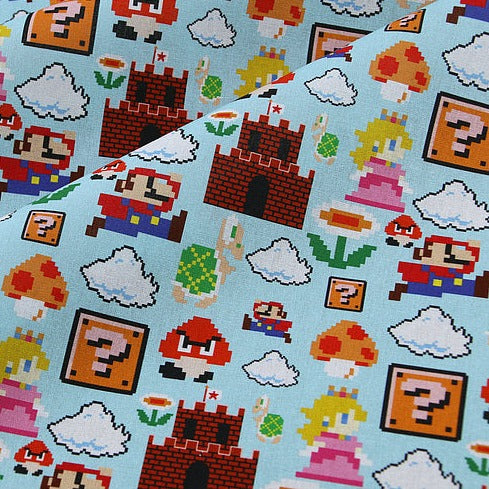 Retro Super Mario Game Pixels! 1 Meter Medium Plain Blends Fabric, Fabric by Yard, Yardage Cotton Fabrics for  Style