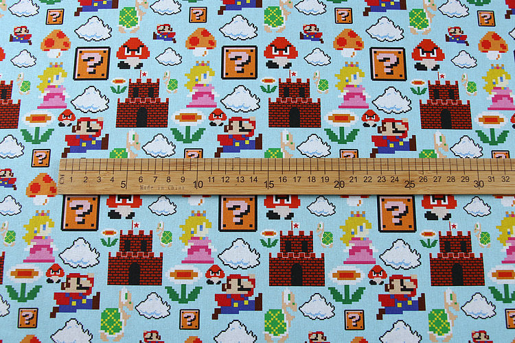 Retro Super Mario Game Pixels! 1 Meter Medium Plain Blends Fabric, Fabric by Yard, Yardage Cotton Fabrics for  Style