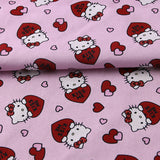 Kiss Me Hello Kitty Red Heart 3 Prints! 1 Yard Medium Thickness Plain Cotton Fabric, Fabric by Yard, Yardage