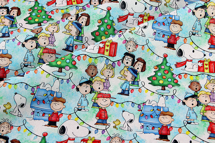 Snoopy and Charlie Brown Christmas 2 Prints!  1 Yard Plain Cotton Fabric, Fabric by Yard, Yardage Cotton Fabrics for  Style Garments, Bags