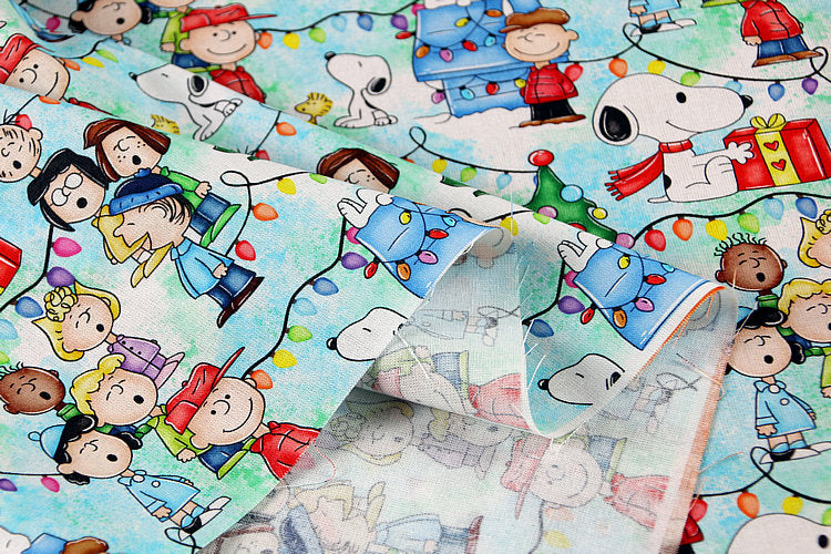Snoopy and Charlie Brown Christmas 2 Prints!  1 Yard Plain Cotton Fabric, Fabric by Yard, Yardage Cotton Fabrics for  Style Garments, Bags