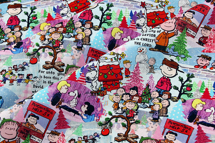 Snoopy and Charlie Brown Christmas 2 Prints!  1 Yard Plain Cotton Fabric, Fabric by Yard, Yardage Cotton Fabrics for  Style Garments, Bags