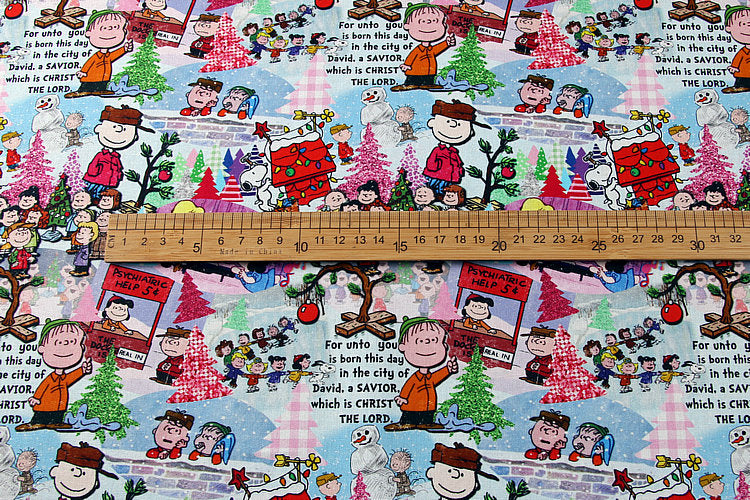 Snoopy and Charlie Brown Christmas 2 Prints!  1 Yard Plain Cotton Fabric, Fabric by Yard, Yardage Cotton Fabrics for  Style Garments, Bags