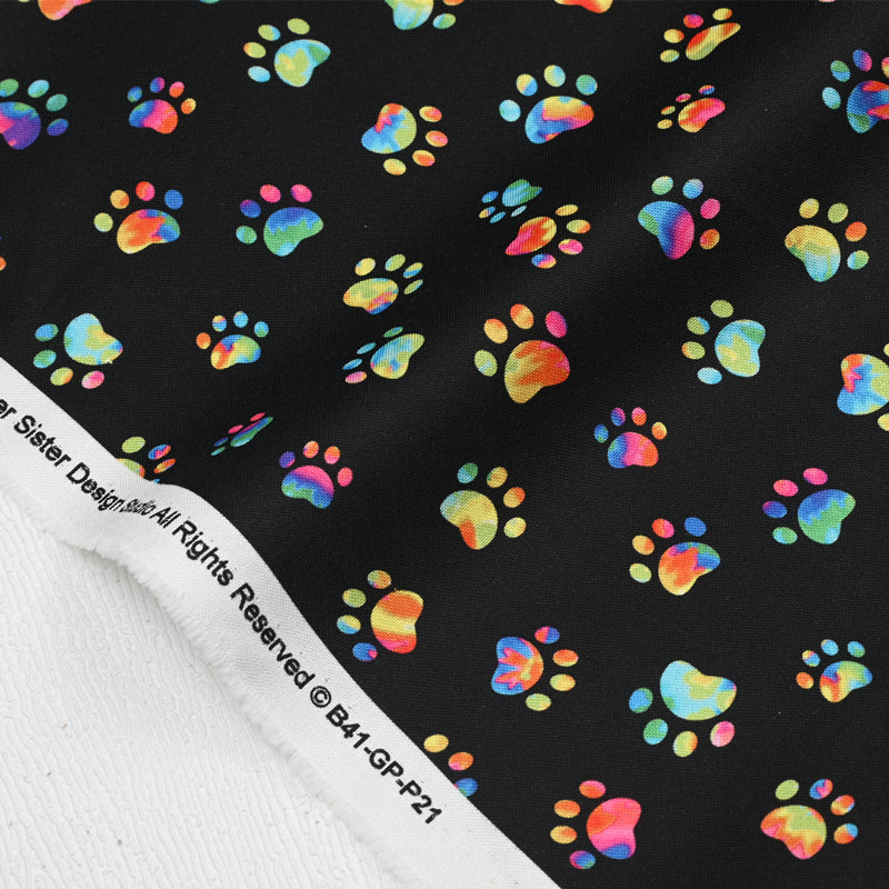 Dog Foot Prints black! 1 Yard Medium Weight Printed Fabric, Fabric by Yard, Yardage Fabrics, Children  Kids