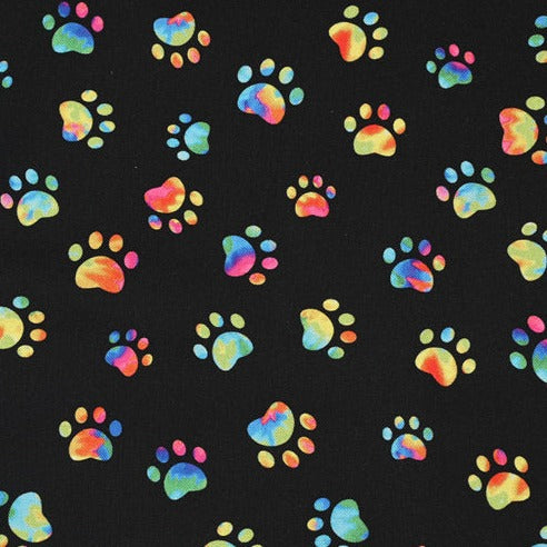 Dog Foot Prints black! 1 Yard Medium Weight Printed Fabric, Fabric by Yard, Yardage Fabrics, Children  Kids
