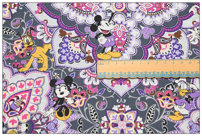 Mickey Mouse X VeraBradlei Series 2 "Sensational Six Paisley" "sweet treat" "Family Fun"! 1 Meter Printed Cotton Fabric, Fabric by Yard, Yardage Cotton Bag Fabrics, Children Fabrics Paisley