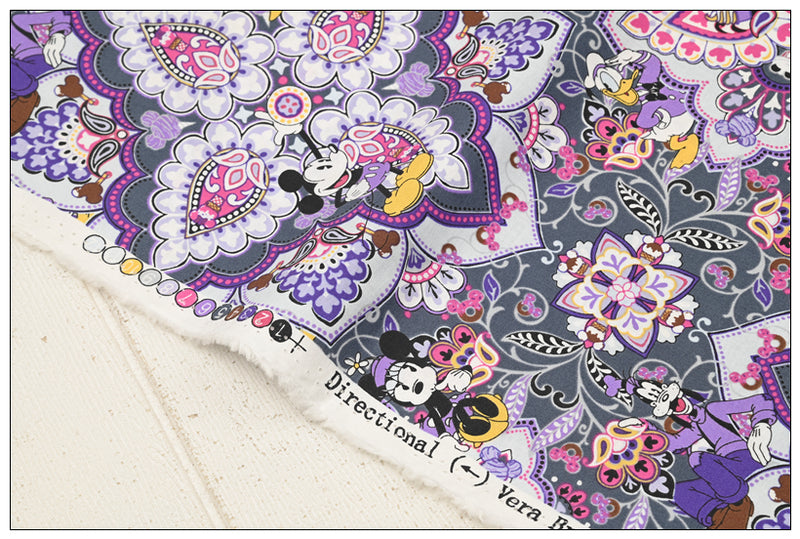 Mickey Mouse X VeraBradlei Series 2 "Sensational Six Paisley" "sweet treat" "Family Fun"! 1 Meter Printed Cotton Fabric, Fabric by Yard, Yardage Cotton Bag Fabrics, Children Fabrics Paisley