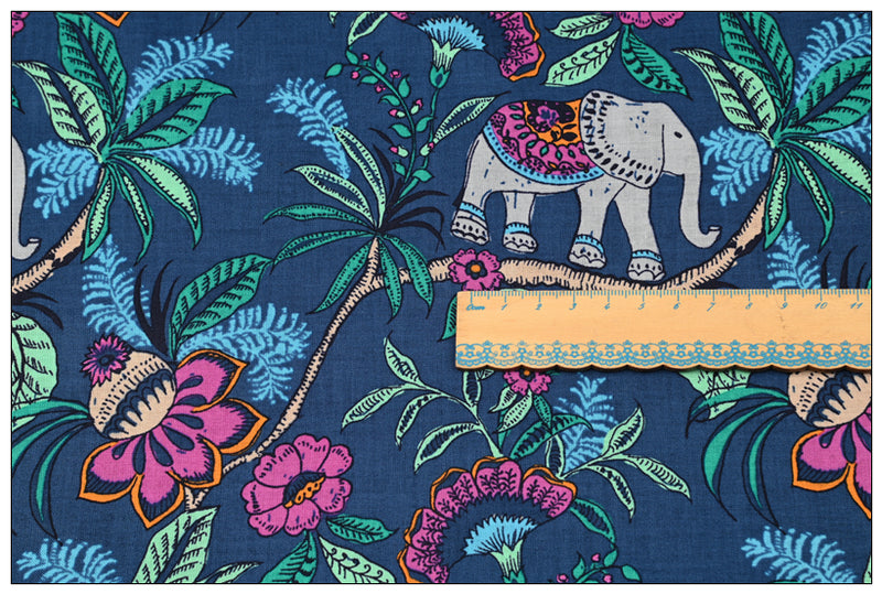 Happiness Returns_Just Turtle_Neon Blooms_Stained Glass Medallion_Kerala Elephants_Hedgehog Wild! 1 Meter Quality Printed Cotton Fabrics by Yard, Vera Bradle Retired pattern