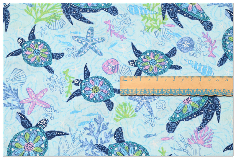 Happiness Returns_Just Turtle_Neon Blooms_Stained Glass Medallion_Kerala Elephants_Hedgehog Wild! 1 Meter Quality Printed Cotton Fabrics by Yard, Vera Bradle Retired pattern