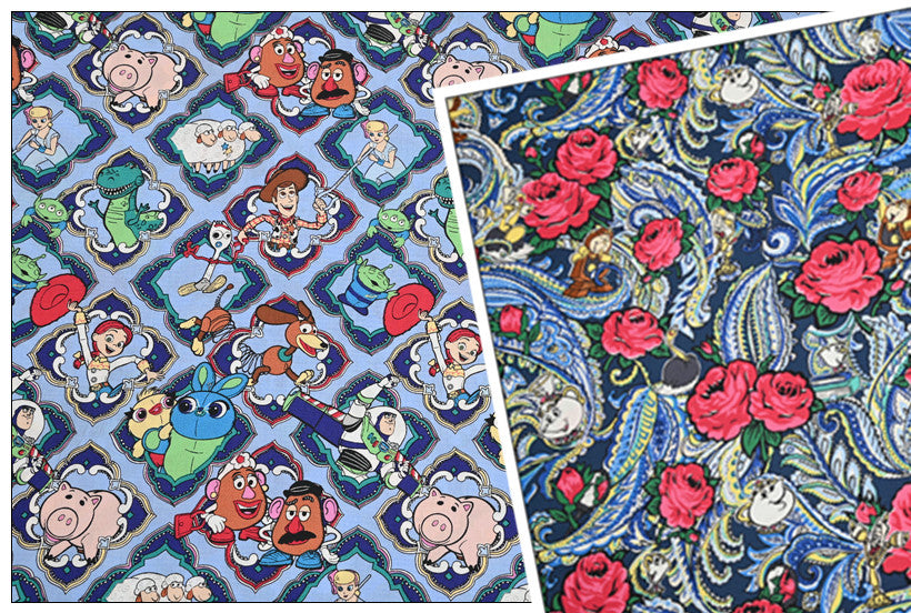 Disney Cartoon Characters Mrs Potts X VeraBradly "Toy Chest"! 1 Meter Printed Cotton Fabric, Fabric by Yard, Yardage Cotton Bag Fabrics, Children Fabrics (Copy)