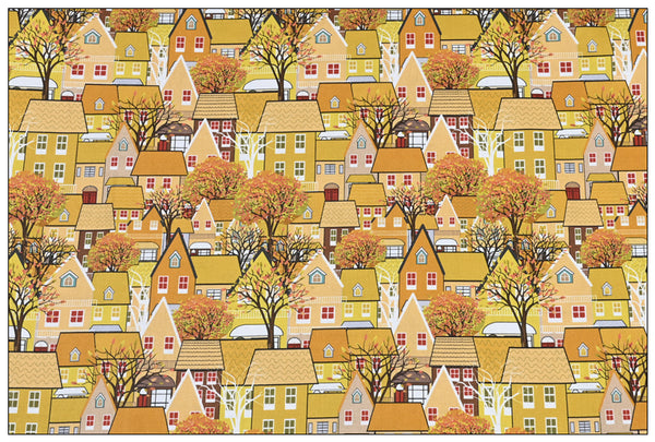 Town House! 1 Yard Medium Digital Printed Cotton Fabric by Half Yard for Style Clothes, Bags