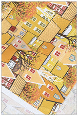 Town House! 1 Yard Medium Digital Printed Cotton Fabric by Half Yard for Style Clothes, Bags