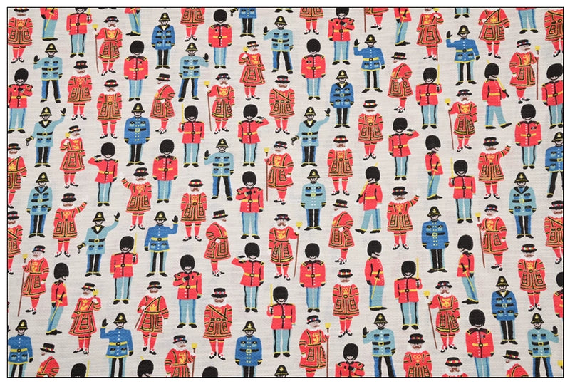 London Policemen and Royal Guards Cath Kidston! 1 Meter Stiff Cotton Toile Fabric, Fabric by Yard, Yardage Cotton Canvas Fabrics for Bags English Retro