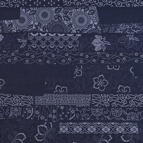 Retro Navy Japanese Floral! 1 Yard Quality Printed Cotton, Fabrics by Yard, Fabric Yardage Floral Fabrics Japanese Style