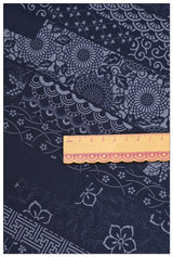 Retro Navy Japanese Floral! 1 Yard Quality Printed Cotton, Fabrics by Yard, Fabric Yardage Floral Fabrics Japanese Style