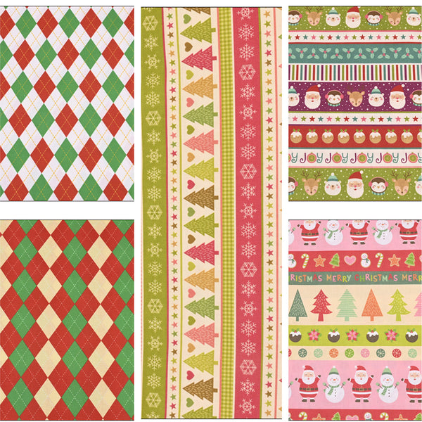 Chritmas Themed Pattern 5 prints! 1 Yard Medium Thickness Plain Cotton Fabric, Fabric by Yard, Yardage Cotton Fabrics for Clothes Crafts