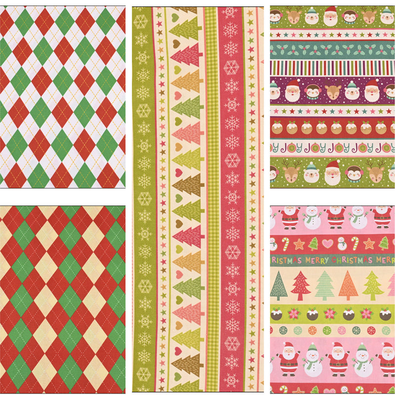 Chritmas Themed Pattern 5 prints! 1 Yard Medium Thickness Plain Cotton Fabric, Fabric by Yard, Yardage Cotton Fabrics for Clothes Crafts