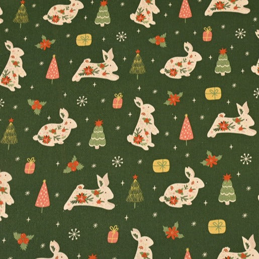 Bunny Green Christmas! 1 Yard Medium Thickness Plain Cotton Fabric, Fabric by Yard, Yardage Cotton Fabrics for Clothes Crafts