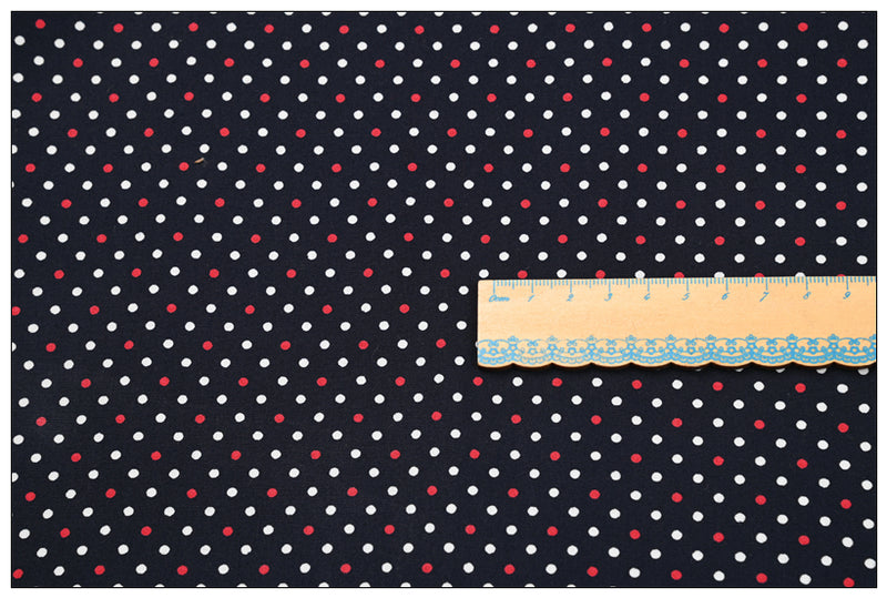 Small Dots black! 1 Yard Light weight Plain Cotton Printed Fabric by Yard, Yardage Cotton Fabrics Style Garments, Bags