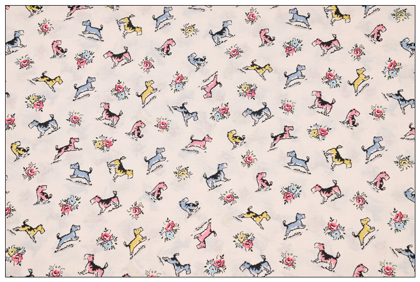 Terriers Dogs! 1 Meter Light Weight Printed Fabric, Fabric by Yard, Yardage Fabrics, Children  Kids