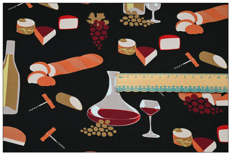 Toast Restaurant Themed Retro Pictures ! 1 Meter Medium Thickness Cotton Twill Fabric, Fabric by Yard for Style Clothes, Bags