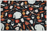 Cook's stuff Restaurant Themed Retro Pictures ! 1 Meter Medium Thickness Cotton Twill Fabric, Fabric by Yard for Style Clothes, Bags