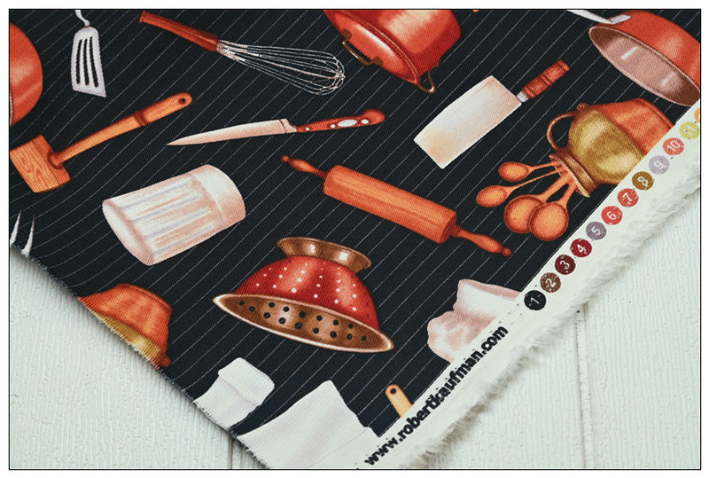 Cook's stuff Restaurant Themed Retro Pictures ! 1 Meter Medium Thickness Cotton Twill Fabric, Fabric by Yard for Style Clothes, Bags