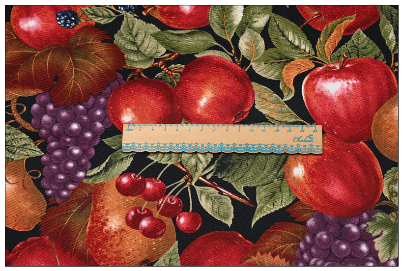 Fruit Restaurant Themed Retro Pictures ! 1 Meter Medium Thickness Cotton Twill Fabric, Fabric by Yard for Style Clothes, Bags