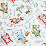 Cooking Cat Restaurant Themed Retro Pictures ! 1 Meter Medium Thickness Cotton Twill Fabric, Fabric by Yard for Style Clothes, Bags