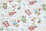 Cooking Cat Restaurant Themed Retro Pictures ! 1 Meter Medium Thickness Cotton Twill Fabric, Fabric by Yard for Style Clothes, Bags