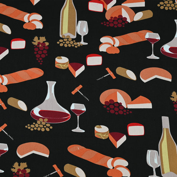 Toast Restaurant Themed Retro Pictures ! 1 Meter Medium Thickness Cotton Twill Fabric, Fabric by Yard for Style Clothes, Bags