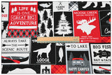 Wild Lives National Park Signs black! 1 Yard Medium Weight Printed Fabric, Fabric by Yard, Yardage Fabrics, Children  Kids