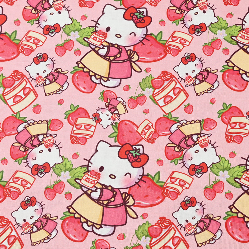 Hello Kitty with Cakes Bakery! 1 Yard Medium Thickness Plain Cotton Fabric, Fabric by Yard, Yardag