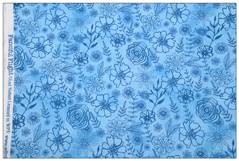 Blue Pattern Floral Series 2! 1 Yard Printed Cotton Fabric, Fabric by Yard, Yardage Fabrics, Children  Kids thanksgiving Halloween