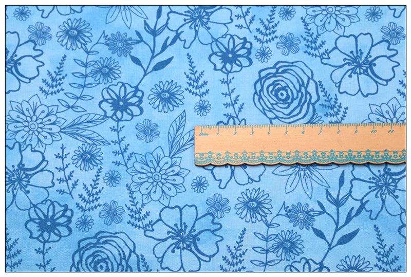 Blue Pattern Floral Series 2! 1 Yard Printed Cotton Fabric, Fabric by Yard, Yardage Fabrics, Children  Kids thanksgiving Halloween