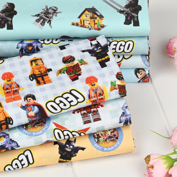 Lego theme Lego Heroes 7 Prints! 1 Yard Medium Digital Printed Cotton Fabric by Yard, Yardage Cotton Bag Fabrics Lego Blocks