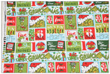 Grinch 12 Days Christmas Green! 1 Meter Medium Children Plain Cotton Fabric, Fabric by Yard, Yardage Cotton 2203