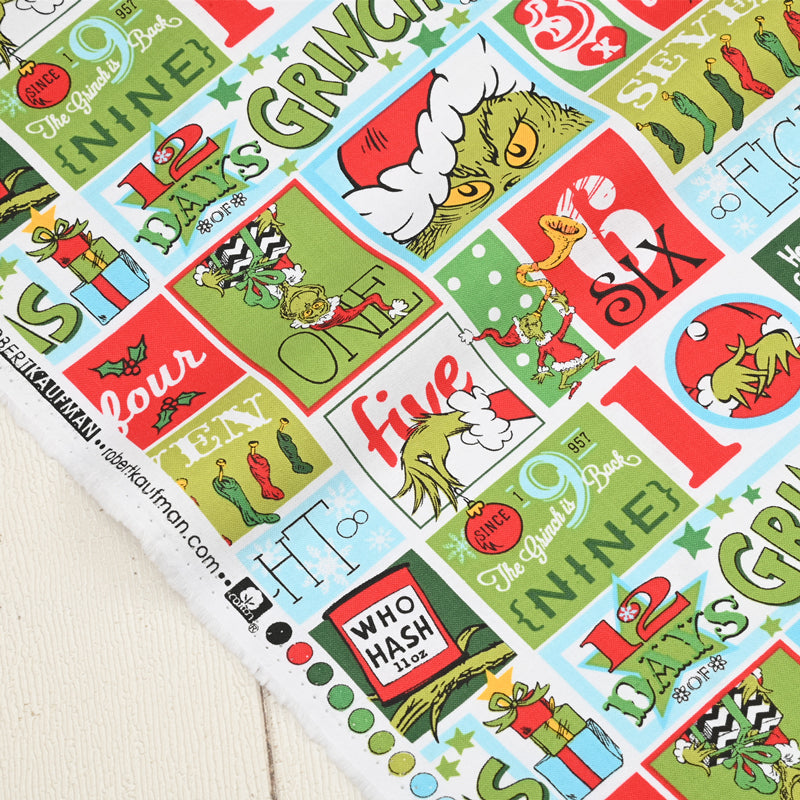 Grinch 12 Days Christmas Green! 1 Meter Medium Children Plain Cotton Fabric, Fabric by Yard, Yardage Cotton 2203