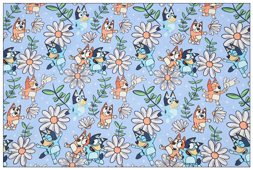 Bluey the Aussie Cartoon Dog 8 Prints! 1 Yard Quality Medium Thickness Plain Cotton Fabric, Fabric Aussie 2407