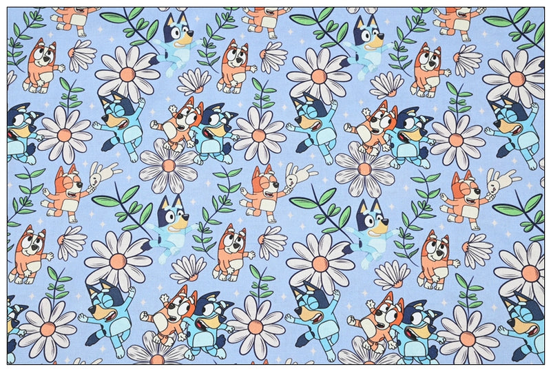 Bluey the Aussie Cartoon Dog 8 Prints! 1 Yard Quality Medium Thickness Plain Cotton Fabric, Fabric Aussie 2407