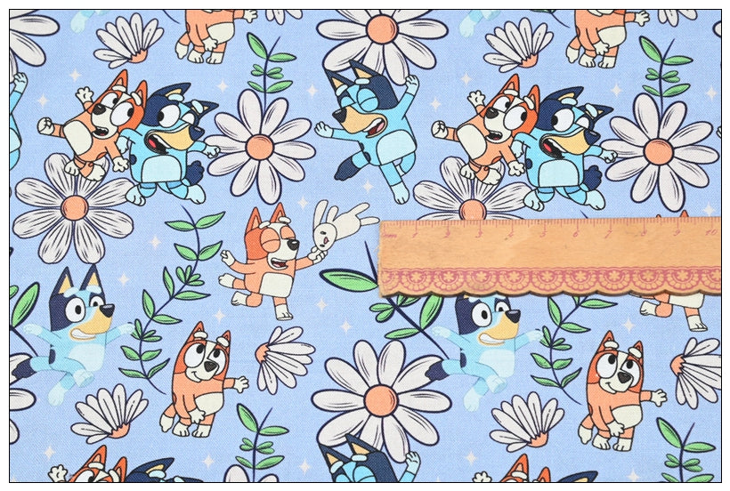 Bluey the Aussie Cartoon Dog 8 Prints! 1 Yard Quality Medium Thickness Plain Cotton Fabric, Fabric Aussie 2407