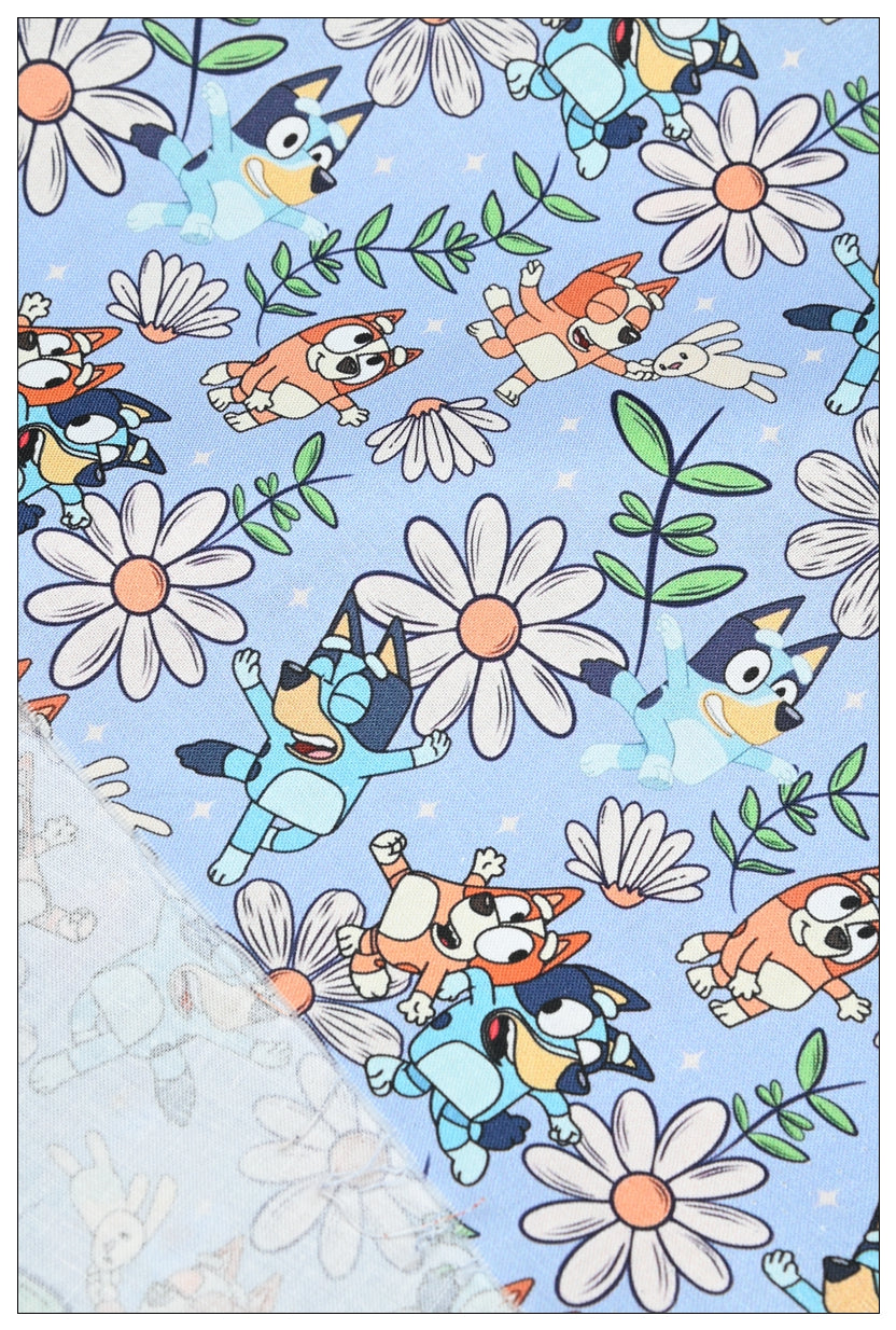 Bluey the Aussie Cartoon Dog 8 Prints! 1 Yard Quality Medium Thickness Plain Cotton Fabric, Fabric Aussie 2407