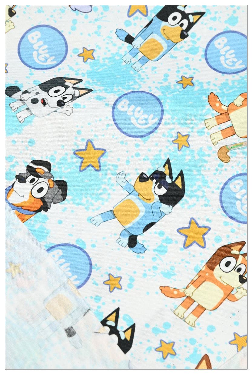 Bluey the Aussie Cartoon Dog 8 Prints! 1 Yard Quality Medium Thickness Plain Cotton Fabric, Fabric Aussie 2407